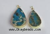 NGP2464 30*40mm - 40*50mm flat teardrop sea sediment jasper pendants