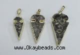 NGP2485 15*30mm - 22*40mm arrowhead ammonite gemstone pendants