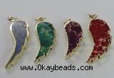 NGP2530 18*40mm - 22*55mm wing-shaped sea sediment jasper pendants