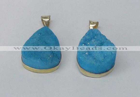 NGP2565 22*30mm teardrop druzy agate gemstone pendants