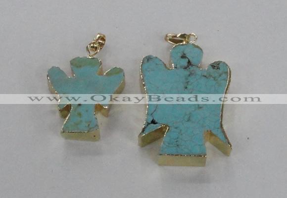 NGP2586 25*35mm - 38*48mm angel turquoise pendants wholesale