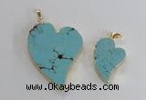 NGP2595 25*35mm - 35*45mm heart turquoise pendants wholesale