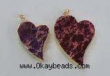 NGP2597 25*35mm - 35*45mm heart sea sediment jasper pendants