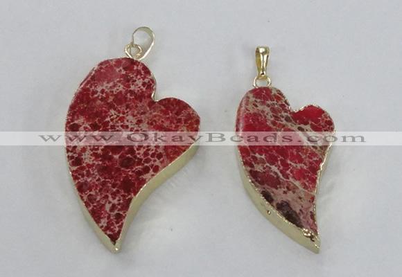 NGP2598 25*35mm - 35*45mm heart sea sediment jasper pendants