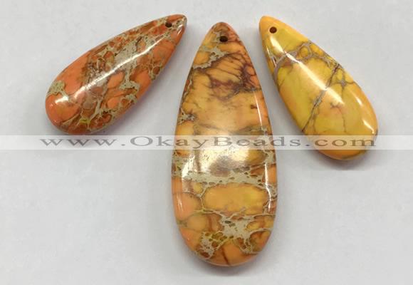 NGP260 15*30mm - 20*50mm flat teardrop sea sediment jasper pendants set