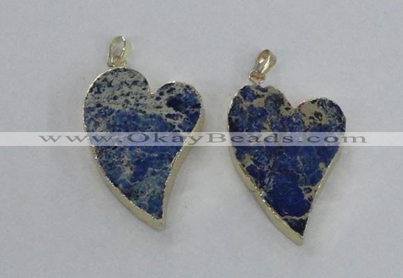 NGP2610 40*50mm - 50*70mm heart sea sediment jasper pendants