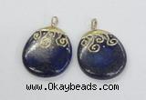 NGP2623 40*50mm oval lapis lazuli gemstone pendants wholesale