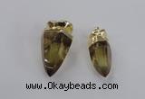 NGP2630 15*35mm - 18*40mm cone lemon quartz gemstone pendants