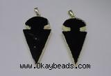 NGP2651 25*48mm - 28*54mm arrowhead agate pendants wholesale