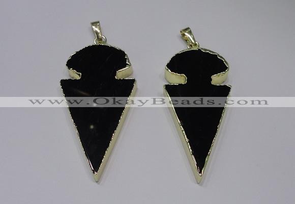 NGP2651 25*48mm - 28*54mm arrowhead agate pendants wholesale