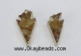 NGP2683 18*35mm - 25*45mm arrowhead druzy citrine pendants