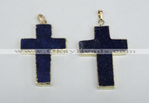 NGP2692 30*45mm - 32*48mm cross lapis lazuli gemstone pendants