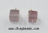 NGP2781 10*12mm - 12*14mm cube rose quartz gemstone pendants