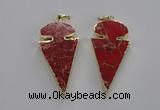 NGP2820 25*50mm - 27*55mm arrowhead sea sediment jasper pendants