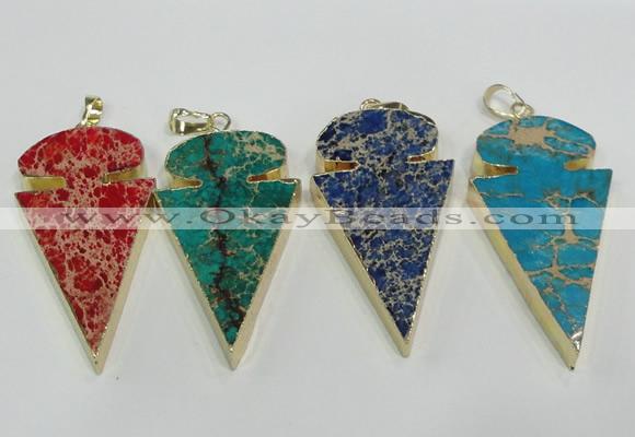 NGP2824 25*50mm - 27*55mm arrowhead sea sediment jasper pendants