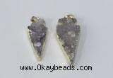 NGP2954 15*35mm - 20*45mm arrowhead druzy agate pendants wholesale