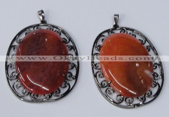 NGP2971 50*60mm oval agate gemstone pendants wholesale