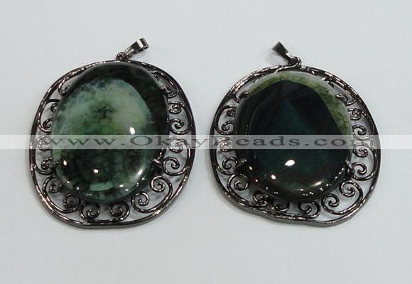 NGP2973 50*60mm oval agate gemstone pendants wholesale