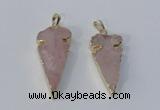 NGP3027 15*35mm – 20*50mm arrowhead rose quartz gemstone pendants