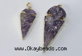 NGP3029 15*35mm – 20*50mm arrowhead amethyst gemstone pendants