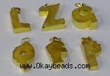 NGP3071 20*25mm - 25*30mm letter druzy agate pendants wholesale