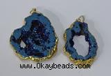 NGP3144 25*35mm - 40*50mm freeform plated druzy agate pendants