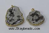 NGP3145 25*35mm - 40*50mm freeform plated druzy agate pendants