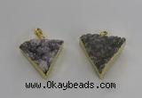 NGP3220 25*30mm - 30*35mm triangle druzy agate pendants