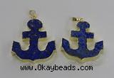 NGP3222 38*42mm - 40*45mm anchor lapis lazuli gemstone pendants