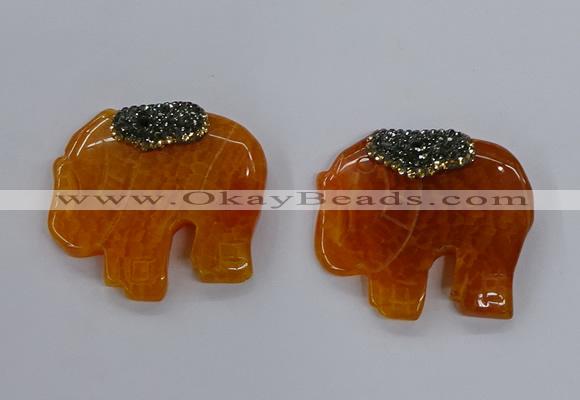 NGP3261 40*48mm - 45*50mm elephant agate gemstone pendants