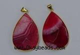 NGP3296 37*57mm faceted flat teardrop agate gemstone pendants