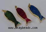 NGP3319 16*50mm - 18*52mm fish-shaped agate gemstone pendants