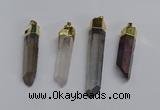 NGP3405 10*45mm - 12*55mm sticks plated quartz pendants wholesale