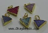 NGP3435 12*16mm - 15*20mm triangle druzy agate gemstone pendants