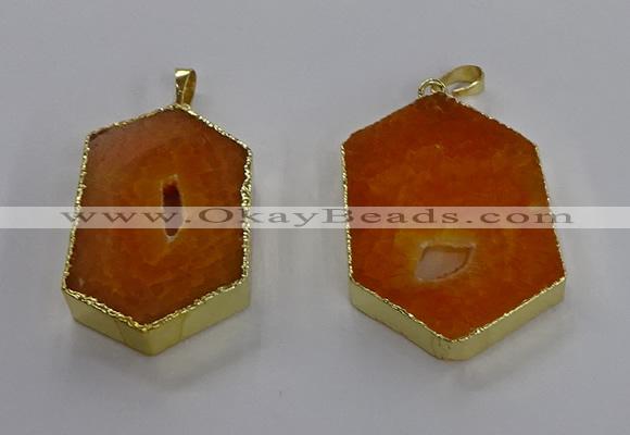 NGP3494 25*40mm - 30*45mm hexagon druzy agate pendants