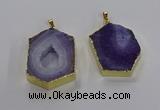 NGP3495 25*40mm - 30*45mm hexagon druzy agate pendants