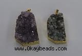 NGP3506 22*40mm - 30*45mm freeform druzy amethyst pendants