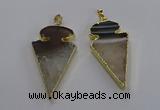 NGP3570 25*50mm - 30*55mm arrowhead druzy agate pendants