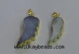 NGP3603 15*30mm - 18*40mm wing-shaped druzy agate pendants