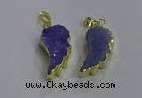 NGP3605 15*30mm - 18*40mm wing-shaped druzy agate pendants