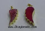 NGP3606 15*30mm - 18*40mm wing-shaped druzy agate pendants