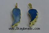 NGP3607 15*30mm - 18*40mm wing-shaped druzy agate pendants