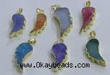 NGP3610 15*30mm - 18*40mm wing-shaped druzy agate pendants