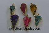 NGP3619 15*30mm - 20*40mm arrowhead druzy agate pendants