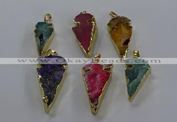 NGP3619 15*30mm - 20*40mm arrowhead druzy agate pendants