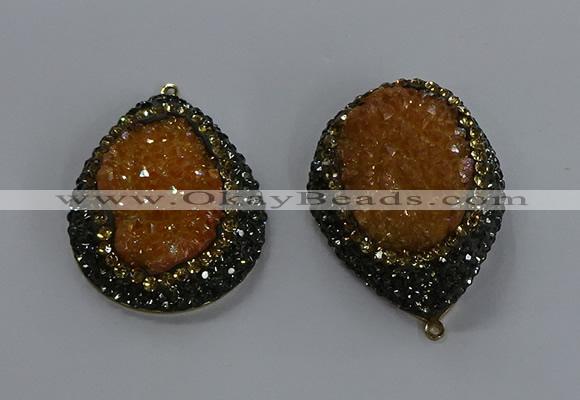 NGP3679 35*45mm teardrop plated druzy agate gemstone pendants