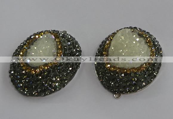 NGP3682 35*45mm oval plated druzy agate pendants wholesale