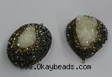 NGP3684 35*45mm freeform plated druzy agate pendants wholesale