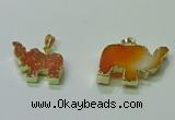 NGP3697 18*30mm - 22*35mm elephant druzy agate gemstone pendants