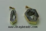 NGP3706 12*30mm - 22*35mm freeform druzy agate gemstone pendants